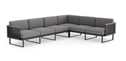 Monterey 6 Seater Sectional Outdoor Sofas New Age Cast Slate Aluminum 