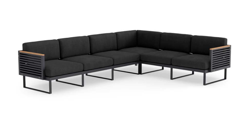 Monterey 6 Seater Sectional Outdoor Sofas New Age Loft Charcoal Aluminum 