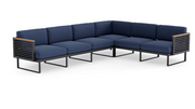 Monterey 6 Seater Sectional Outdoor Sofas New Age Spectrum Indigo Aluminum 