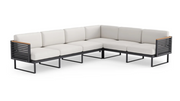 Monterey 6 Seater Sectional Outdoor Sofas New Age Canvas Natural Aluminum 
