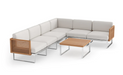 Monterey 6 Seater Sectional with Coffee Table Outdoor Sofas New Age Canvas Natural Stainless Steel Teak 