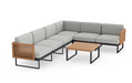 Monterey 6 Seater Sectional with Coffee Table Outdoor Sofas New Age Cast Silver Aluminum Teak 