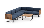 Monterey 6 Seater Sectional with Coffee Table Outdoor Sofas New Age Spectrum Indigo Aluminum Teak 