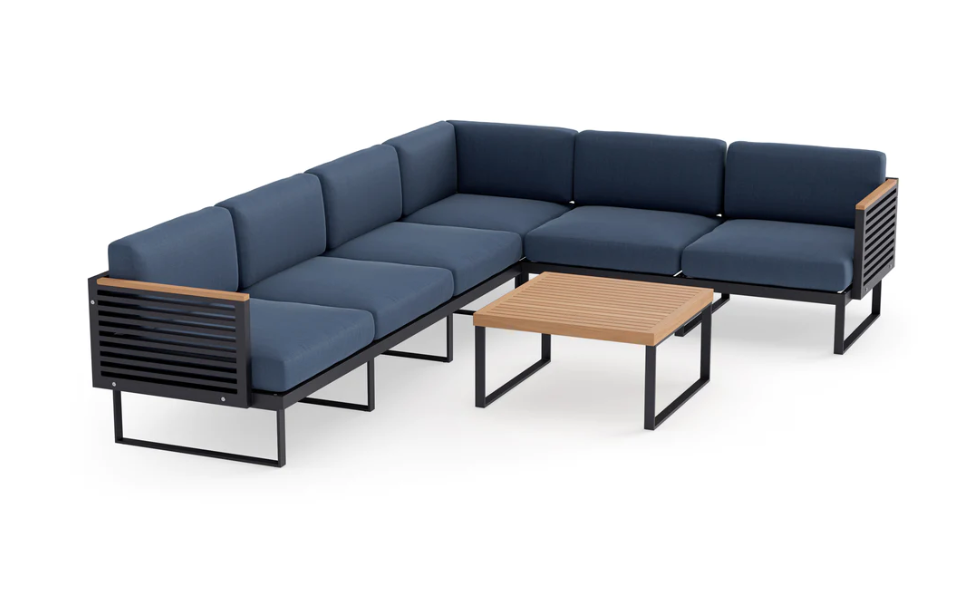 Monterey 6 Seater Sectional with Coffee Table Outdoor Sofas New Age Spectrum Indigo Aluminum 