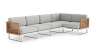 Monterey 5 Seater Sectional Outdoor Sofas New Age Cast Silver Stainless Steel Teak 