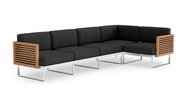 Monterey 5 Seater Sectional Outdoor Sofas New Age Loft Charcoal Stainless Steel Teak 