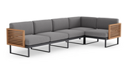 Monterey 5 Seater Sectional Outdoor Sofas New Age Cast Slate Aluminum Teak 