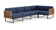 Monterey 5 Seater Sectional Outdoor Sofas New Age Spectrum Indigo Aluminum Teak 