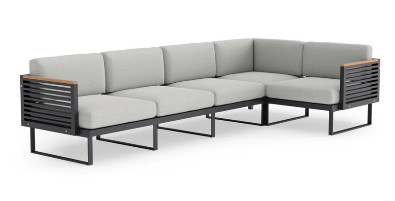 Monterey 5 Seater Sectional Outdoor Sofas New Age Cast Silver Aluminum 