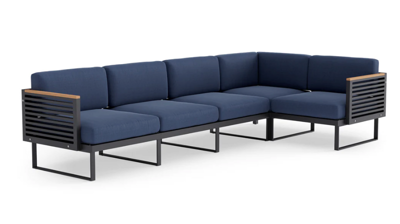 Monterey 5 Seater Sectional Outdoor Sofas New Age Spectrum Indigo Aluminum 