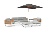Monterey 8 Piece Chat Set with wide Sofa and Umbrella Outdoor Sofas New Age   