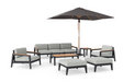 Rhodes 8 Piece Chat Set with 3-Seater Sofa and Umbrella Outdoor Sofas New Age Cast Silver Aluminum 