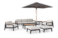 Rhodes 8 Piece Chat Set with 3-Seater Sofa and Umbrella Outdoor Sofas New Age Canvas Natural Aluminum 