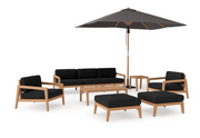 Rhodes 8 Piece Chat Set with 3-Seater Sofa and Umbrella Outdoor Sofas New Age Loft Charcoal Teak 