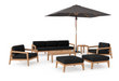 Rhodes 8 Piece Chat Set with 3-Seater Sofa and Umbrella Outdoor Sofas New Age Loft Charcoal Teak 