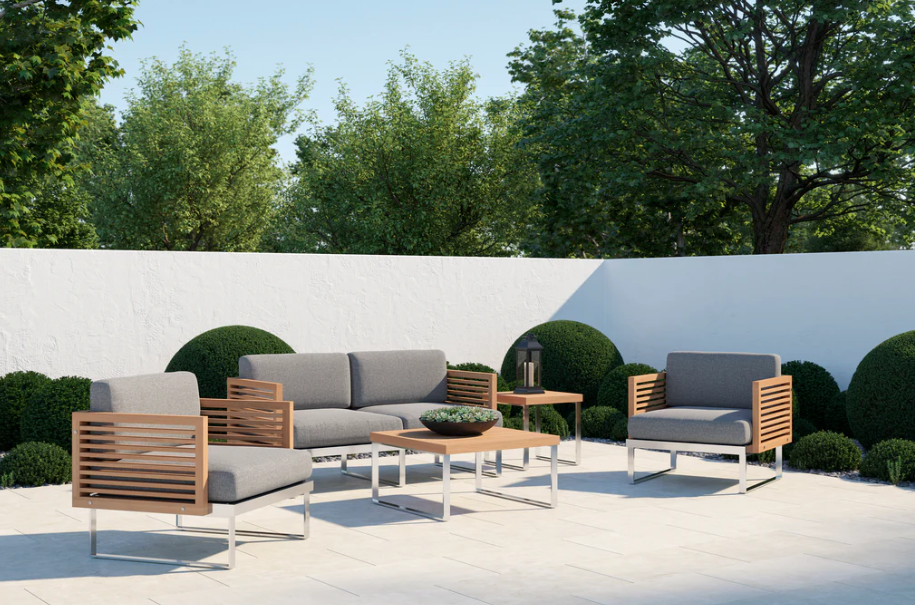 Monterey 4 Seater Chat Set with Coffee Table and Side Table Outdoor Sofas New Age   