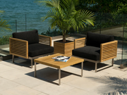 Monterey 4 Seater Chat Set with Coffee Table and Side Table Outdoor Sofas New Age   