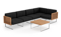 Monterey 5 Seater Sectional with Coffee Table Outdoor Sofas New Age Loft Charcoal Stainless Steel Teak 