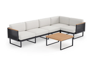 Monterey 5 Seater Sectional with Coffee Table Outdoor Sofas New Age Canvas Natural Aluminum 