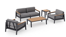 Rhodes 4 Seater Chat Set with Coffee Table & Side Table Outdoor Sofas New Age Cast Slate Aluminum 