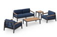Rhodes 4 Seater Chat Set with Coffee Table & Side Table Outdoor Sofas New Age Spectrum Indigo Aluminum 