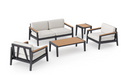 Rhodes 4 Seater Chat Set with Coffee Table & Side Table Outdoor Sofas New Age Canvas Natural Aluminum 