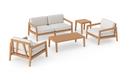 Rhodes 4 Seater Chat Set with Coffee Table & Side Table Outdoor Sofas New Age Canvas Natural Teak 
