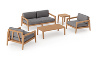Rhodes 4 Seater Chat Set with Coffee Table & Side Table Outdoor Sofas New Age Cast Slate Teak 