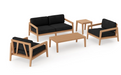 Rhodes 4 Seater Chat Set with Coffee Table & Side Table Outdoor Sofas New Age Loft Charcoal Teak 