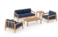 Rhodes 4 Seater Chat Set with Coffee Table & Side Table Outdoor Sofas New Age Spectrum Indigo Teak 