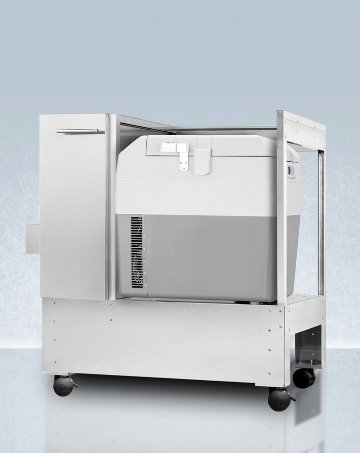 Summit Stainless Steel Cart with Portable Refrigerator/Freezer Refrigerators Summit Appliance   