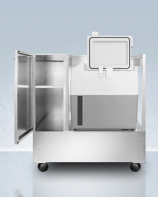 Summit Stainless Steel Cart with Portable Refrigerator/Freezer Refrigerators Summit Appliance   