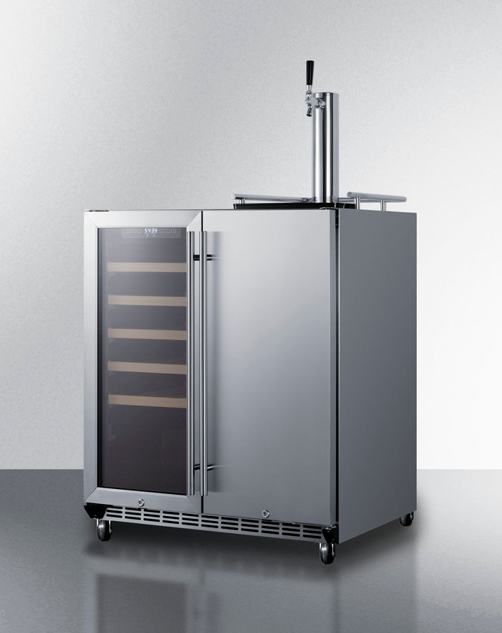 Summit 30" Wide Built-In Indoor/Outdoor Combination Wine Cellar/Kegerator Refrigerator Accessories Summit Appliance   
