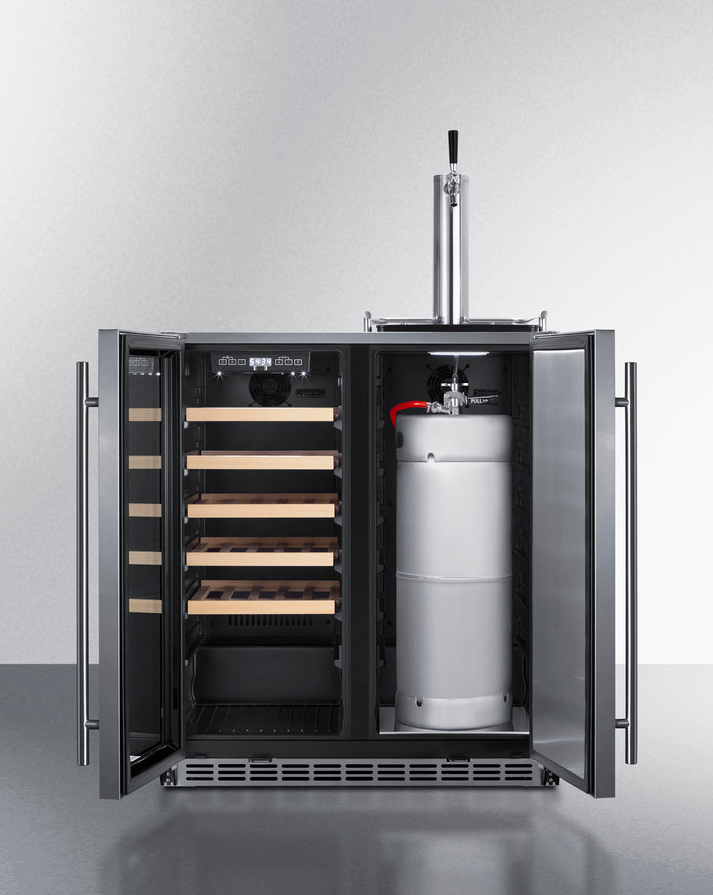 Summit 30" Wide Built-In Indoor/Outdoor Combination Wine Cellar/Kegerator Refrigerator Accessories Summit Appliance   