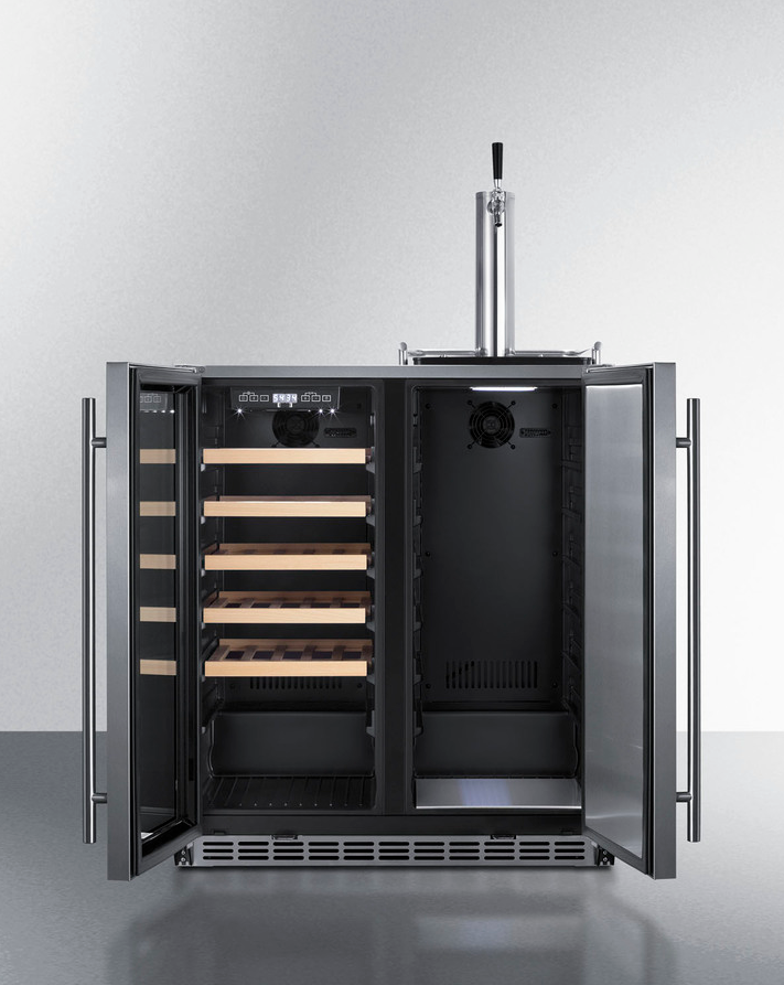 Summit 30" Wide Built-In Indoor/Outdoor Combination Wine Cellar/Kegerator Refrigerator Accessories Summit Appliance   