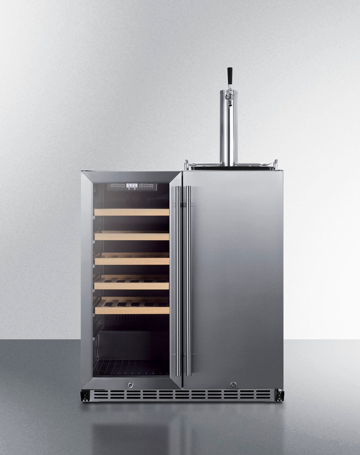 Summit 30" Wide Built-In Indoor/Outdoor Combination Wine Cellar/Kegerator Refrigerator Accessories Summit Appliance   