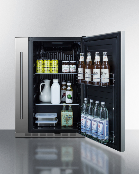 Summit Shallow Depth 24" Wide Outdoor Built-In All-Refrigerator With Slide-Out Storage Compartment Refrigerator Accessories Summit Appliance   