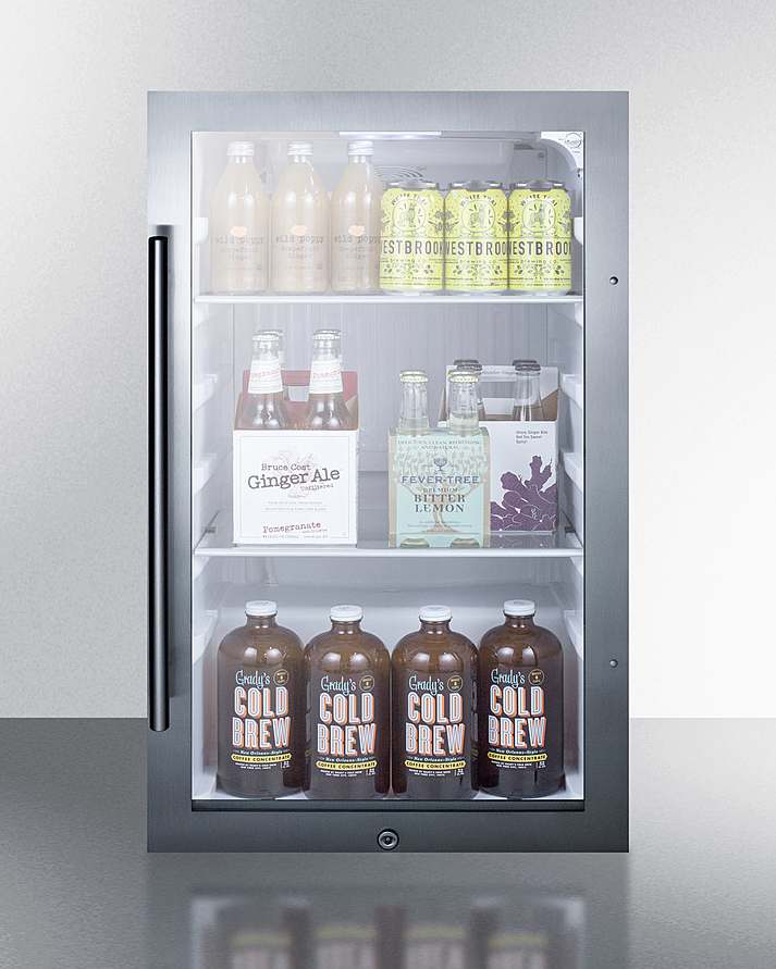 Summit Shallow Depth Indoor/Outdoor Beverage Cooler Refrigerator Accessories Summit Appliance   