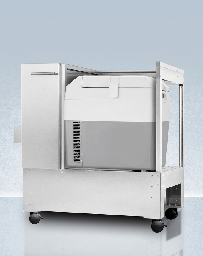 Summit Stainless Steel Cart with Portable Refrigerator/Freezer Refrigerator Accessories Summit Appliance   