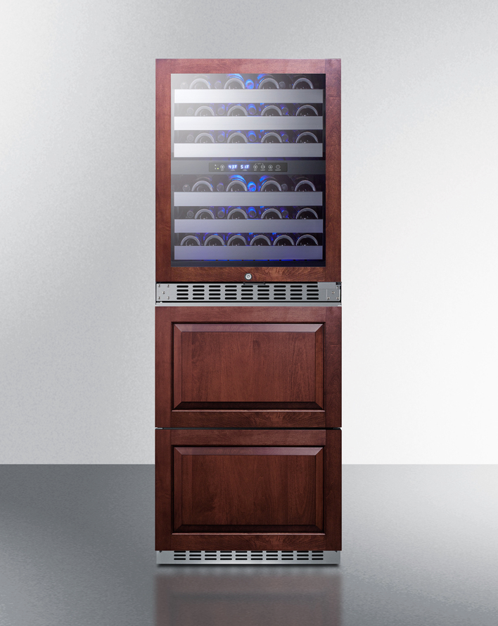 Summit 24" Wide Combination Dual-Zone Wine Cellar and 2-Drawer Refrigerator-Freezer (Panels Not Included) Refrigerator Accessories Summit Appliance   