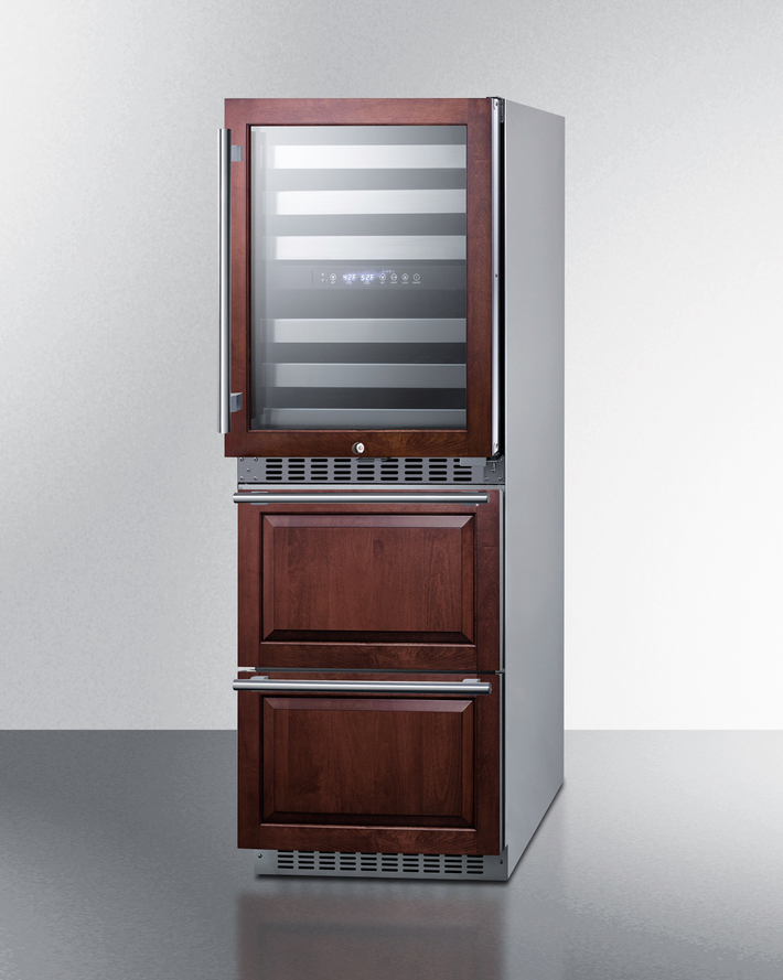 Summit 24" Wide Combination Dual-Zone Wine Cellar and 2-Drawer Refrigerator-Freezer (Panels Not Included) Refrigerator Accessories Summit Appliance   