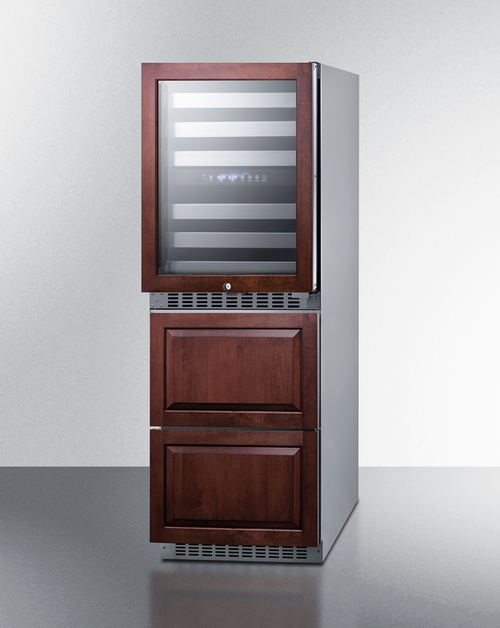 Summit 24" Wide Combination Dual-Zone Wine Cellar and 2-Drawer Refrigerator-Freezer (Panels Not Included) Refrigerator Accessories Summit Appliance   