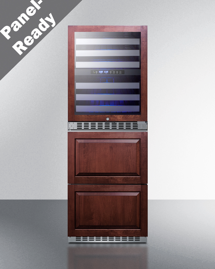 Summit 24" Wide Combination Dual-Zone Wine Cellar and 2-Drawer Refrigerator-Freezer (Panels Not Included) Refrigerator Accessories Summit Appliance   
