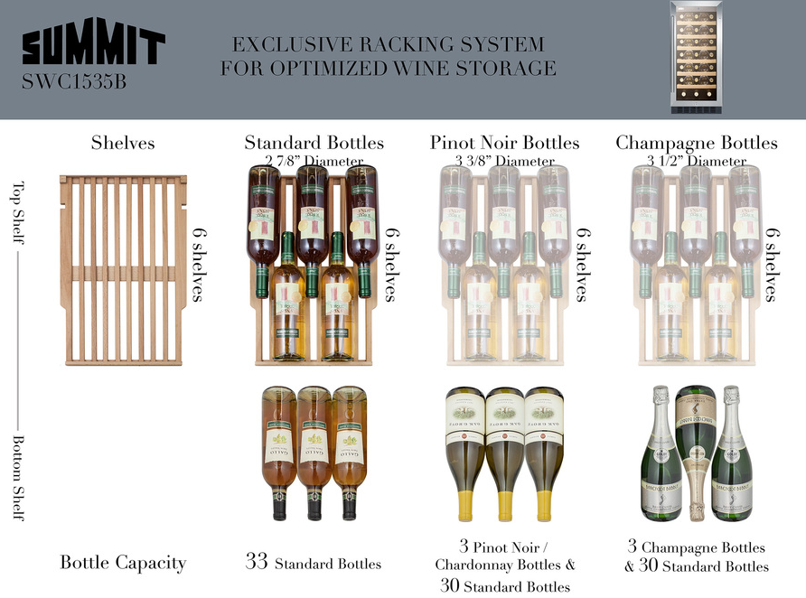 Summit 15" Wide Built-In Wine Cellar Refrigerator Accessories Summit Appliance   