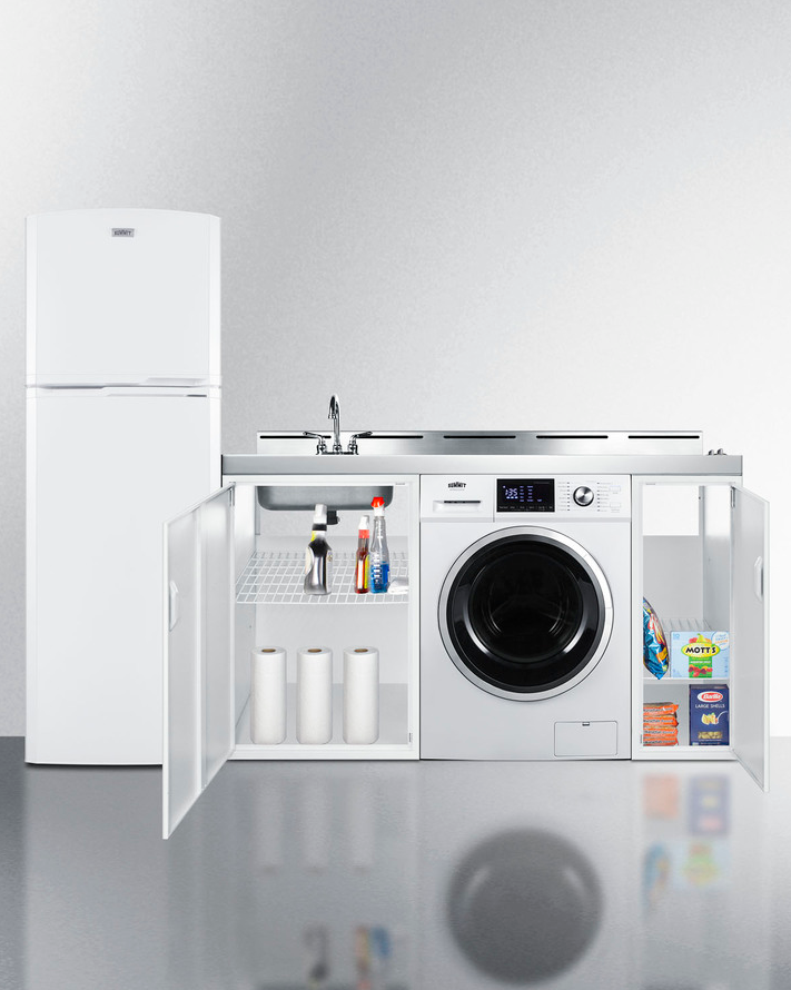 Summit 83" Wide All-In-One Kitchenette with Washer/Dryer Combo Refrigerator Accessories Summit Appliance   
