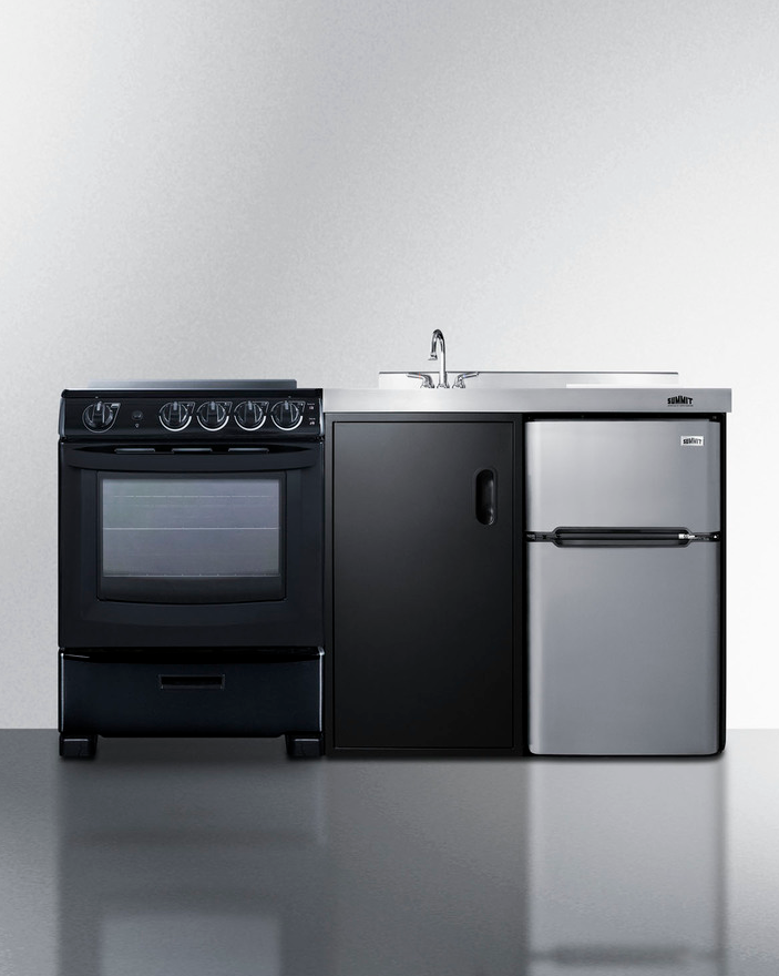 Summit 63" Wide All-in-One Kitchenette with Electric Range Refrigerator Accessories Summit Appliance   