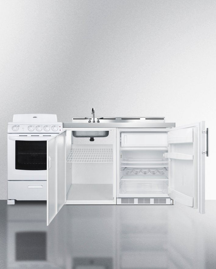 Summit 72" Wide All-in-One Kitchenette with Electric Coil Range Refrigerator Accessories Summit Appliance   