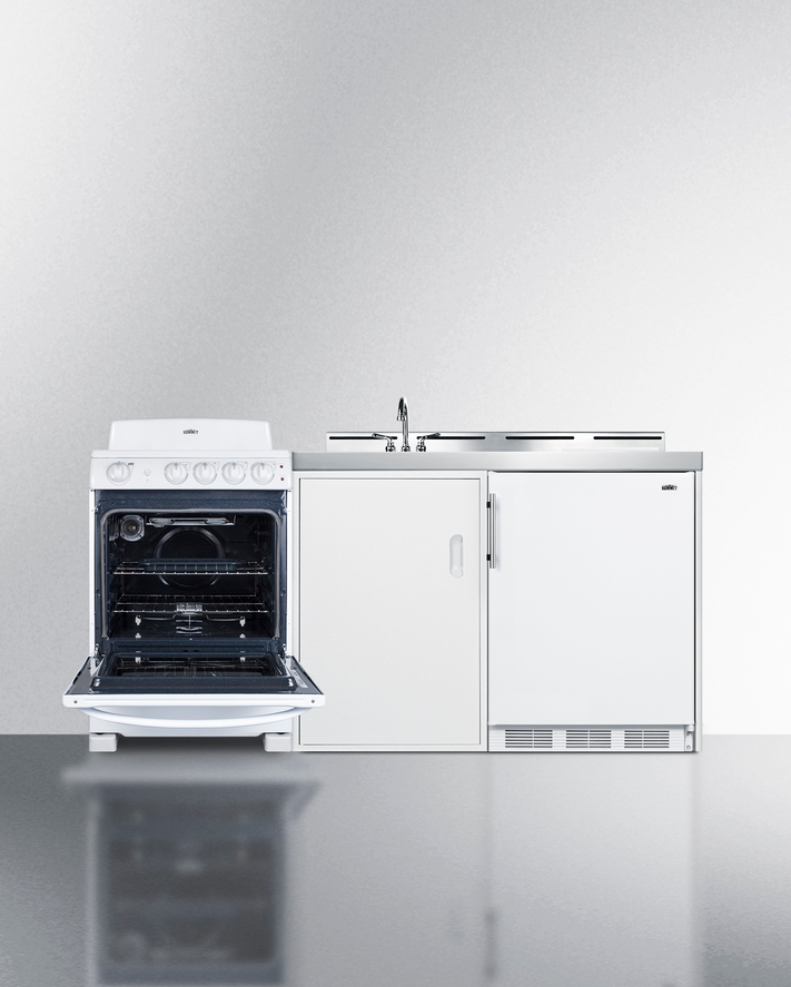 Summit 72" Wide All-in-One Kitchenette with Electric Coil Range Refrigerator Accessories Summit Appliance   