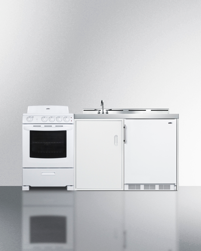 Summit 72" Wide All-in-One Kitchenette with Electric Coil Range Refrigerator Accessories Summit Appliance   