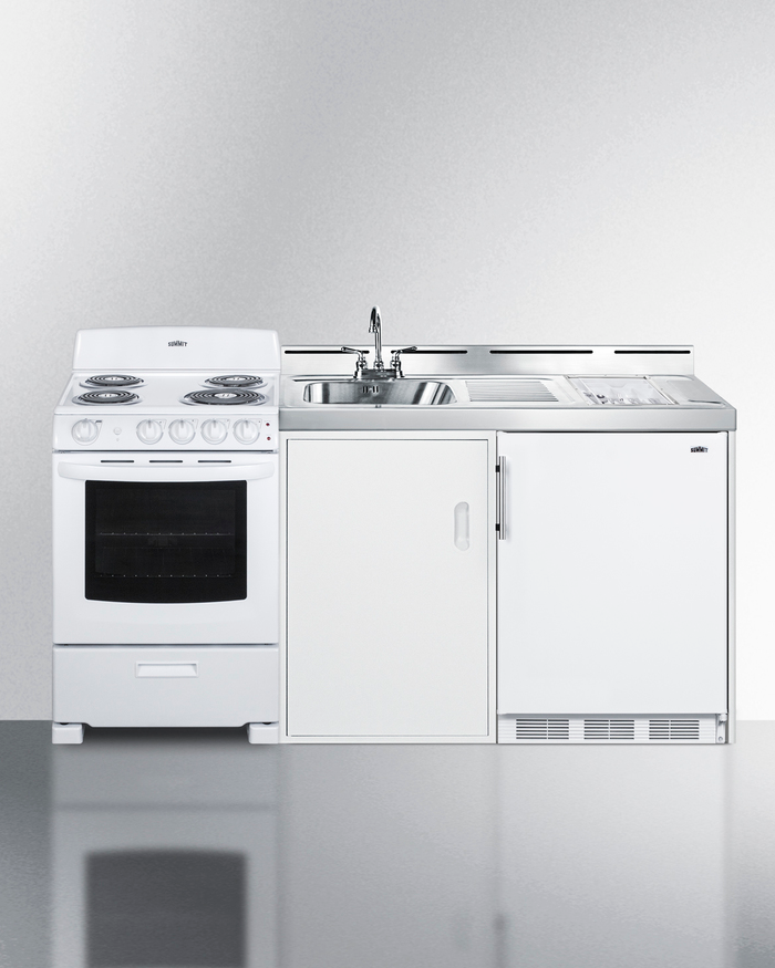 Summit 72" Wide All-in-One Kitchenette with Electric Coil Range Refrigerator Accessories Summit Appliance   